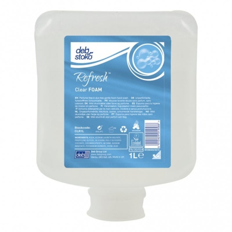 DEB STOKO REFRESH CLEAR HAND WASH FOAM GENTLE 1LX6 CTN