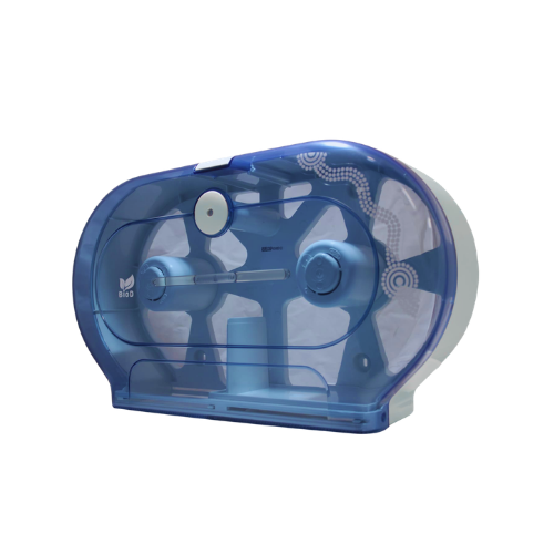 [BIOD774] TRANSPARENT DOUBLE JUMBO TOILET TISSUE DISPENSER (MAX ROLL DIA 19CM) MINI JUMBO